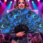 Festival Fan « Lune et étoiles », bleu nuit, pour les festivals et le style bohème, Affichage 5