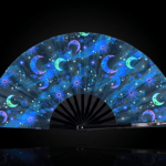 Festival Fan « Lune et étoiles », bleu nuit, pour les festivals et le style bohème, Affichage 1