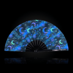 Festival Fan « Lune et étoiles », bleu nuit, pour les festivals et le style bohème, Affichage 1