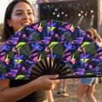 Festival Fan « Géométrie néon » noir pour la Techno et la Rave, Affichage 3