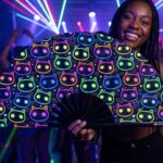 Festival Fan « Chats néon » noirs pour les Raves et les festivals, Affichage 2