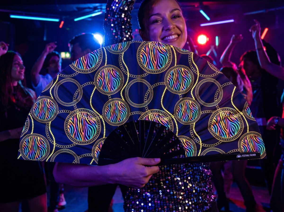 Festival Fan « Cercles fluo » noirs pour la Techno et la Rave, Affichage 2