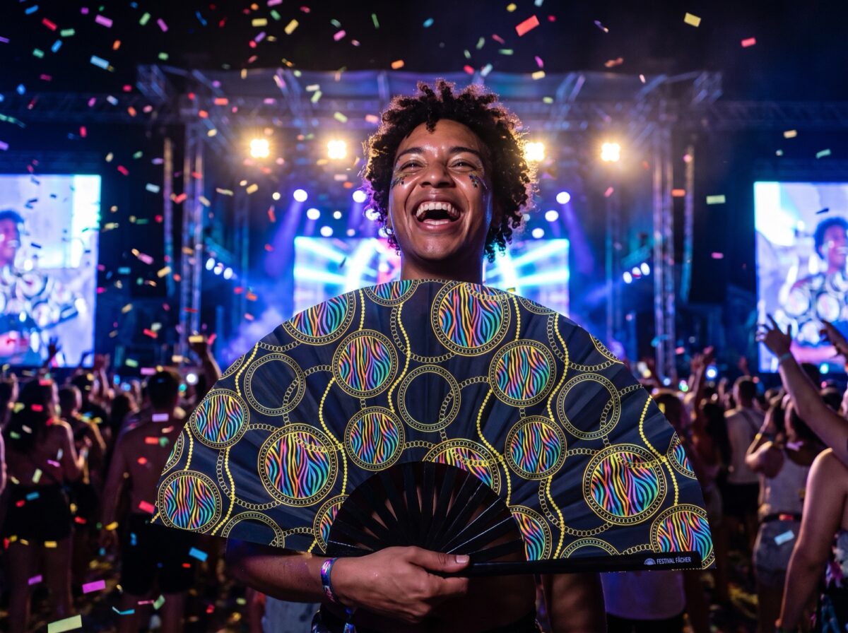 Festival Fan « Cercles fluo » noirs pour la Techno et la Rave, Affichage 4