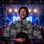 Festival Fan « Cercles fluo » noirs pour la Techno et la Rave, Affichage 4