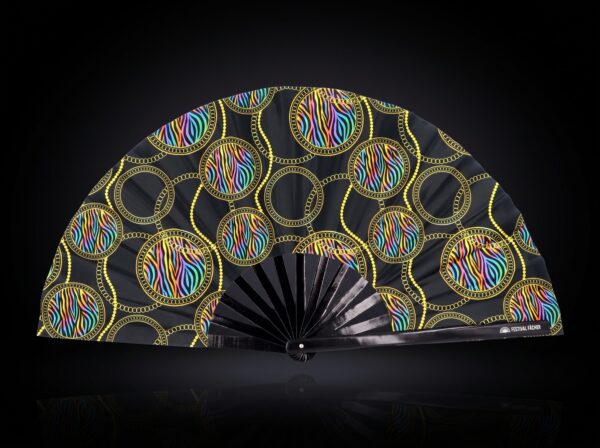 Festival Fan « Cercles fluo » noirs pour la Techno et la Rave