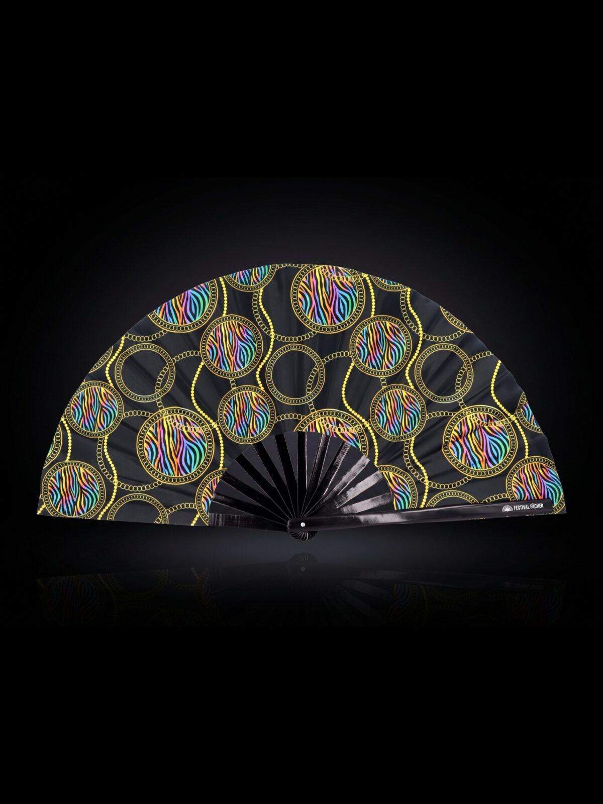 Festival Fan « Cercles fluo » noirs pour la Techno et la Rave