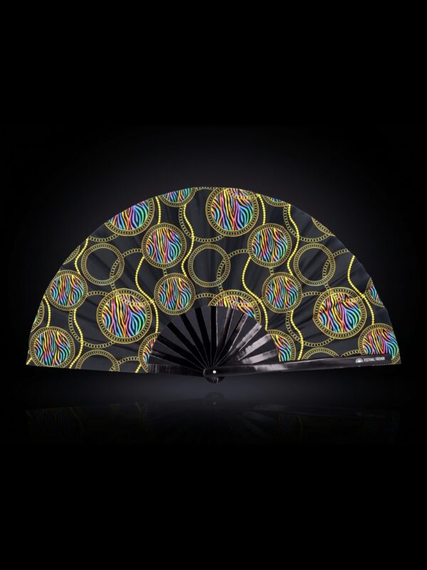 Festival Fan « Cercles fluo » noirs pour la Techno et la Rave