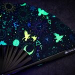Festival Fans avec symboles occultes, noir néon, pour la psytrance et la Rave, Affichage 5
