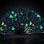 Festival Fans avec symboles occultes, noir néon, pour la psytrance et la Rave, Affichage 1