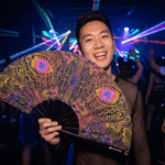 Festival Fan « Neon-Ornament » noir pour la psytrance et le goa, Affichage 2