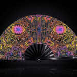 Festival Fan « Neon-Ornament » noir pour la psytrance et le goa, Affichage 1