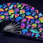 Festival Fan « champignons fluo » à l&rsquo;aérographe, noirs, pour Goa et psytrance, Affichage 5