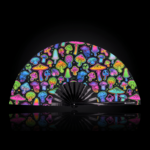 Festival Fan « champignons fluo » à l&rsquo;aérographe, noirs, pour Goa et psytrance, Affichage 1