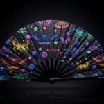 Festival Fan « Papillons fluo » noirs pour les Raves et la lumière noire, Affichage 1