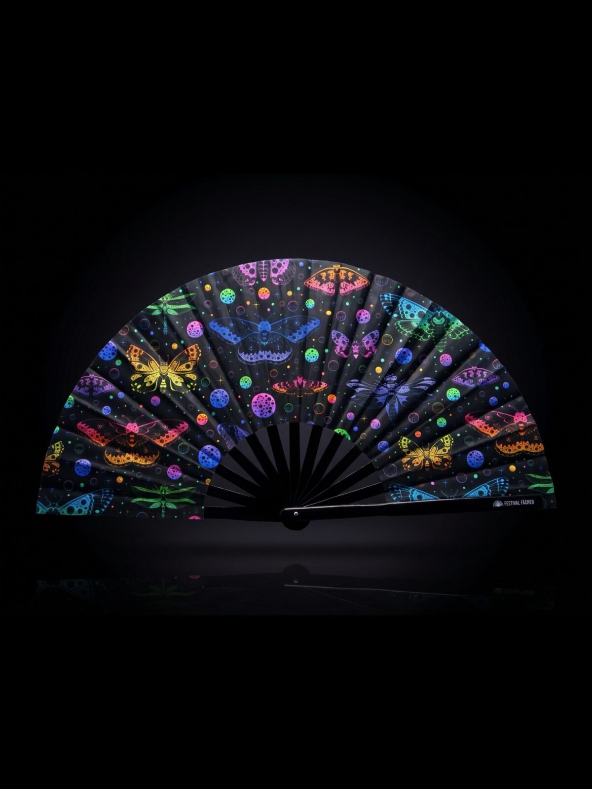 Festival Fan « Papillons fluo » noirs pour les Raves et la lumière noire