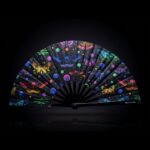 Festival Fan « Papillons fluo » noirs pour les Raves et la lumière noire, Affichage 1