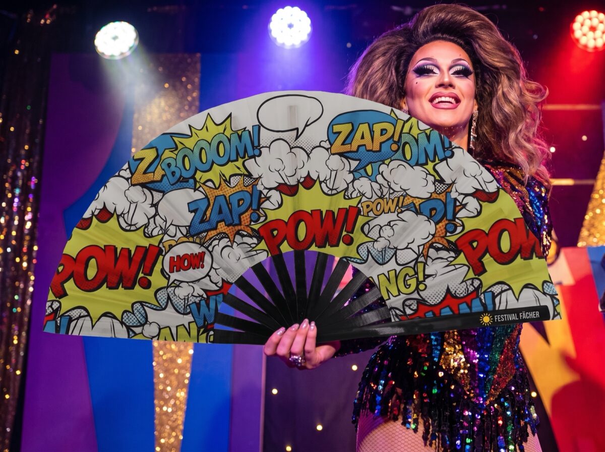 Festival Fan « ZAP BOOM POW » Jaune comic, Rave et fête, Affichage 5