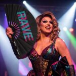 Festival Fan « RAVE » noir, bleu sarcelle et rose, accessoire Techno & Rave, Affichage 5
