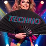 Festival Fan « TECHNO » noir, bleu sarcelle et rose, Techno & Rave, Affichage 5