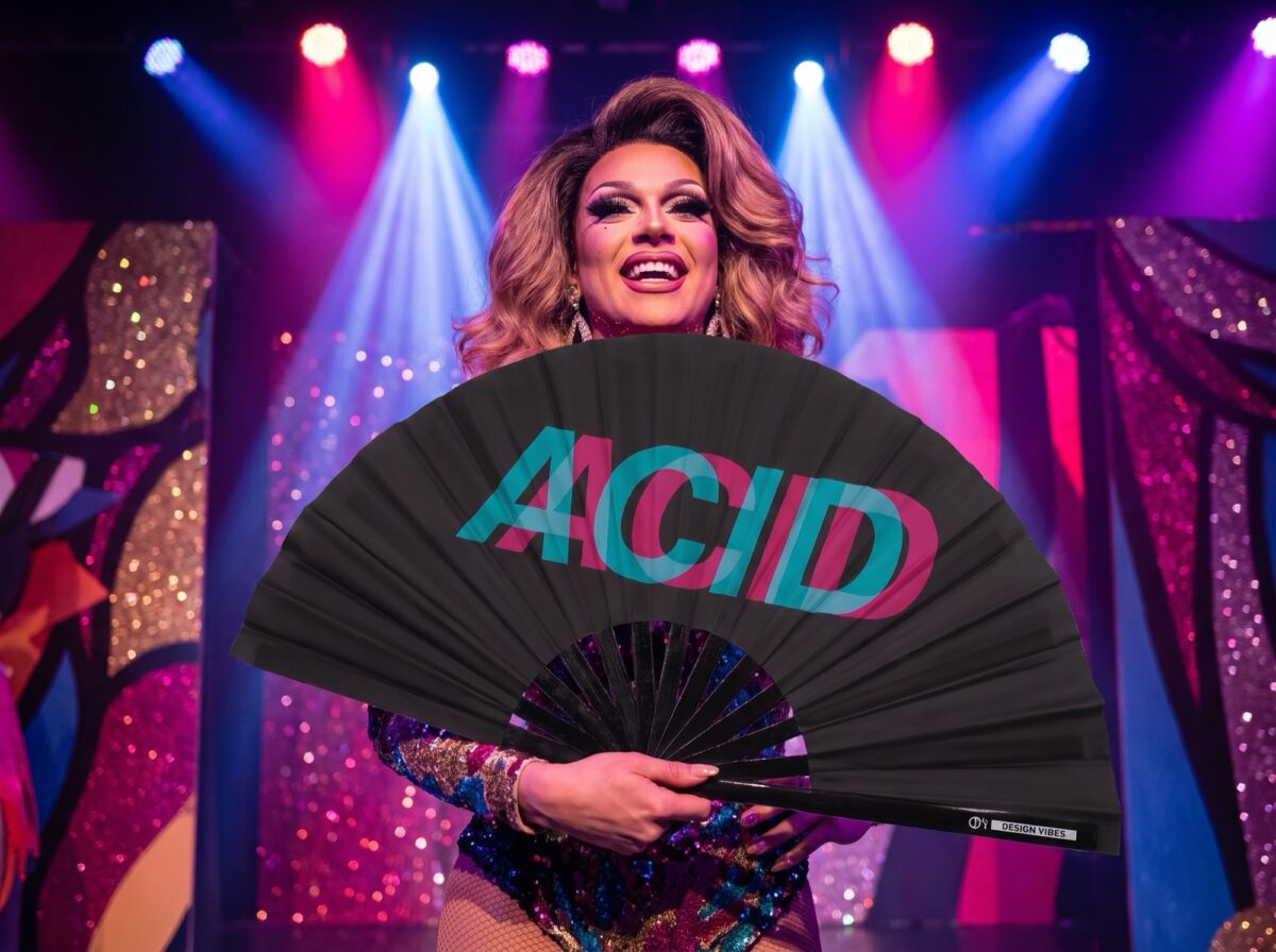 Festival Fan « ACID » Noir Teal-Pink – Techno & Rave Accessoire, Affichage 5