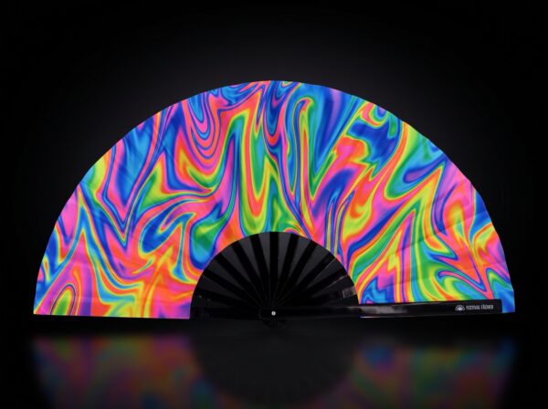 Festival Fan « Psychedelic Fire » multicolore pour la Techno et la Rave