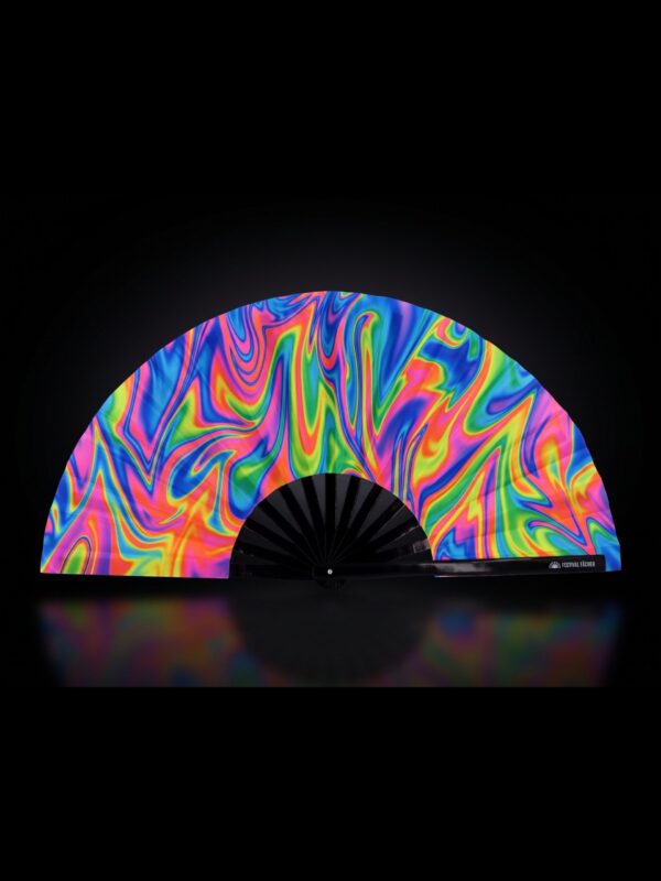 Festival Fan « Psychedelic Fire » multicolore pour la Techno et la Rave