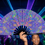 Festival Fan « Mandala psychédélique violet » pour la psytrance et les Raves, Affichage 2
