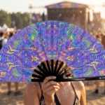 Festival Fan « Mandala psychédélique violet » pour la psytrance et les Raves, Affichage 3