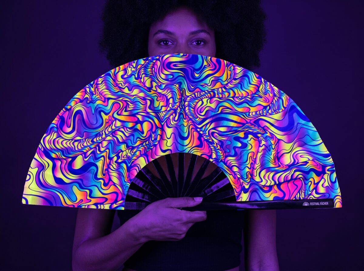Festival Fans « Psychedelic Melt » violets pour Goa et la psytrance Rave (UV)