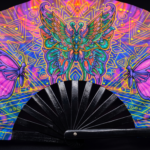 Festival Fan « Mandala papillon » violet pour la psytrance et les festivals, Affichage 5