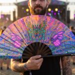 Festival Fan « Mandala papillon » violet pour la psytrance et les festivals, Affichage 3