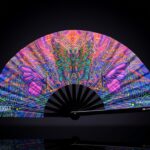 Festival Fan « Mandala papillon » violet pour la psytrance et les festivals, Affichage 1
