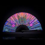 Festival Fan « Mandala papillon » violet pour la psytrance et les festivals, Affichage 1