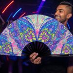 Festival Fan « Mandala papillon turquoise » pour la psytrance et les Raves, Affichage 2