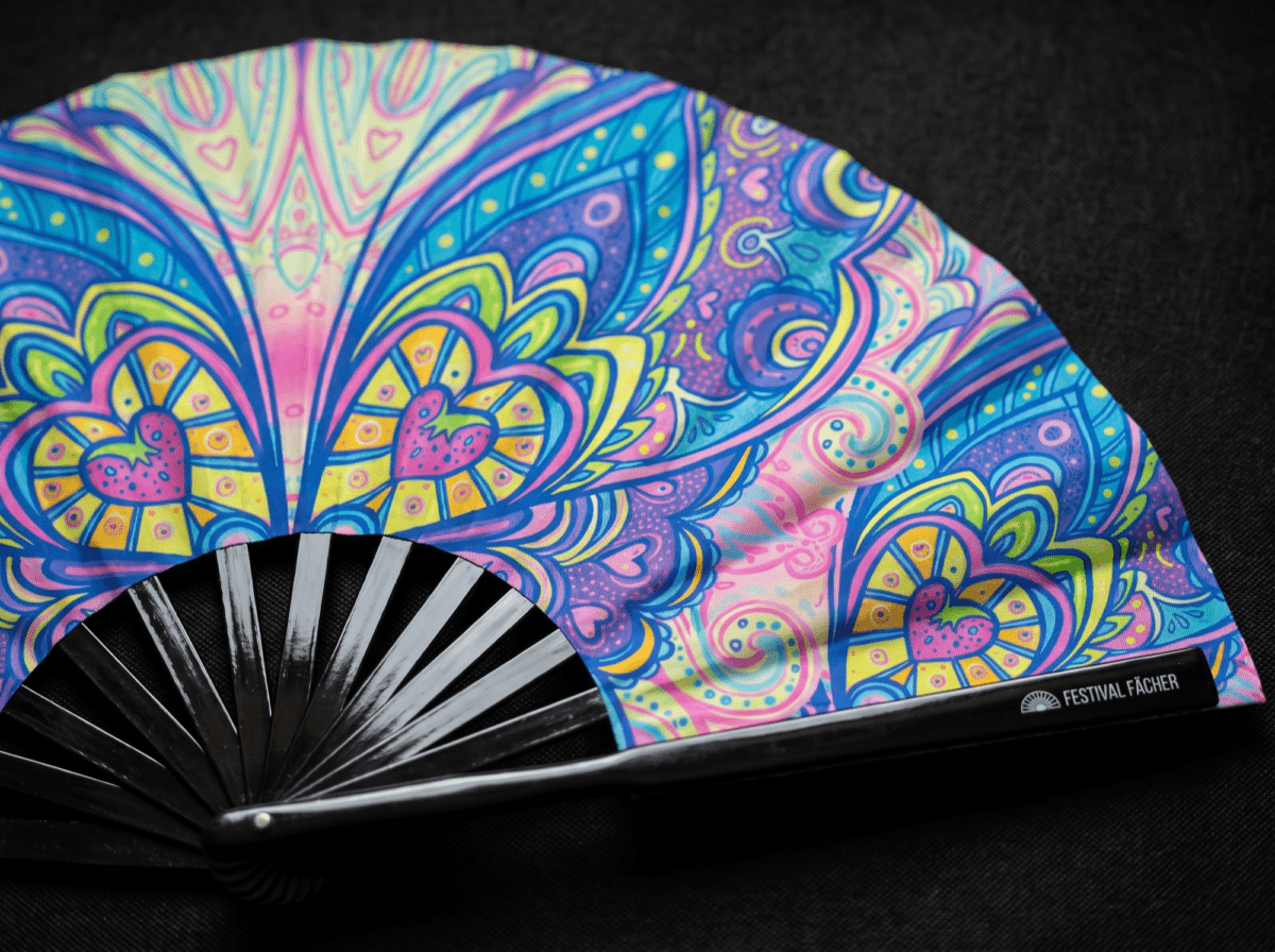 Festival Fan « Mandala papillon turquoise » pour la psytrance et les Raves, Affichage 5