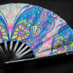Festival Fan « Mandala papillon turquoise » pour la psytrance et les Raves, Affichage 5