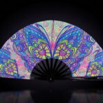 Festival Fan « Mandala papillon turquoise » pour la psytrance et les Raves, Affichage 1