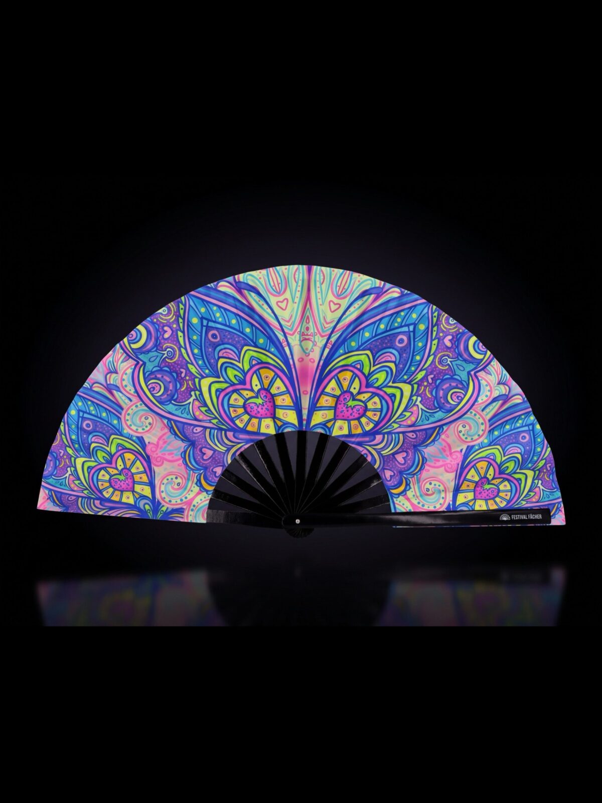 Festival Fan « Mandala papillon turquoise » pour la psytrance et les Raves
