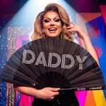 Festival Fan « DADDY » en noir, accessoire Rave et Pride, Affichage 5
