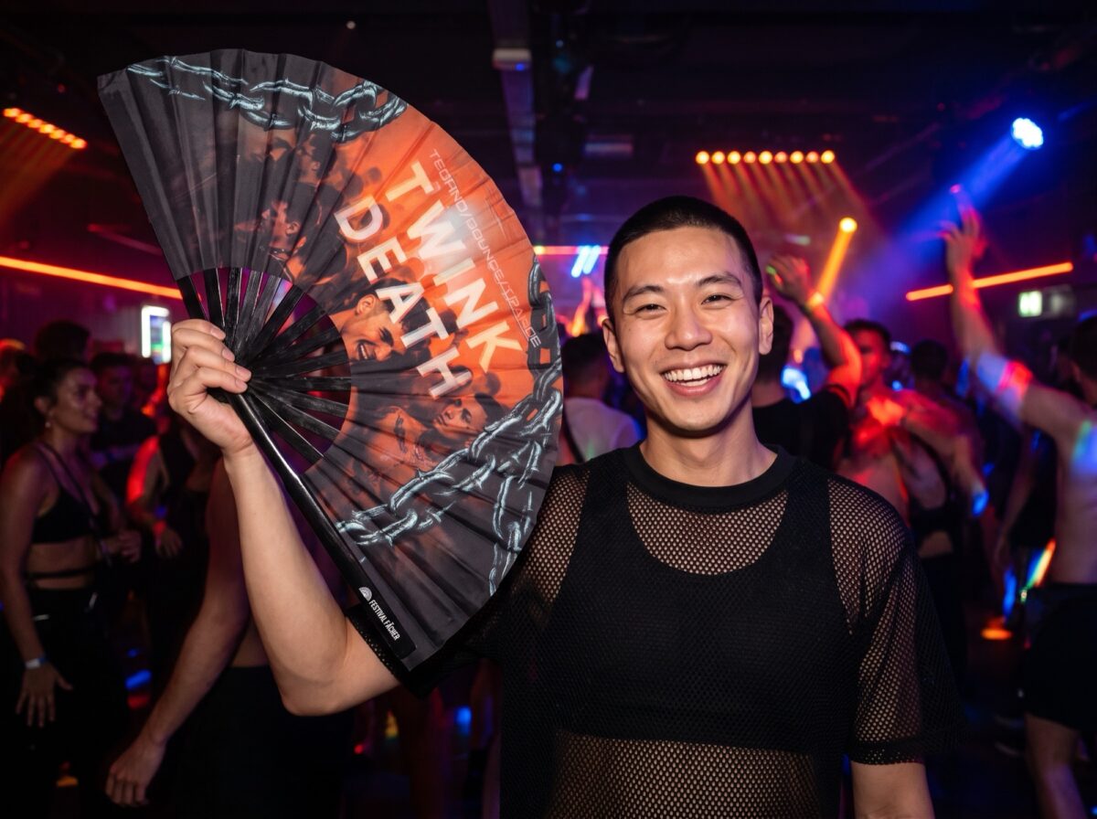 Festival Fan « TWINK DEATH » noir pour la Techno et la Rave, Affichage 2