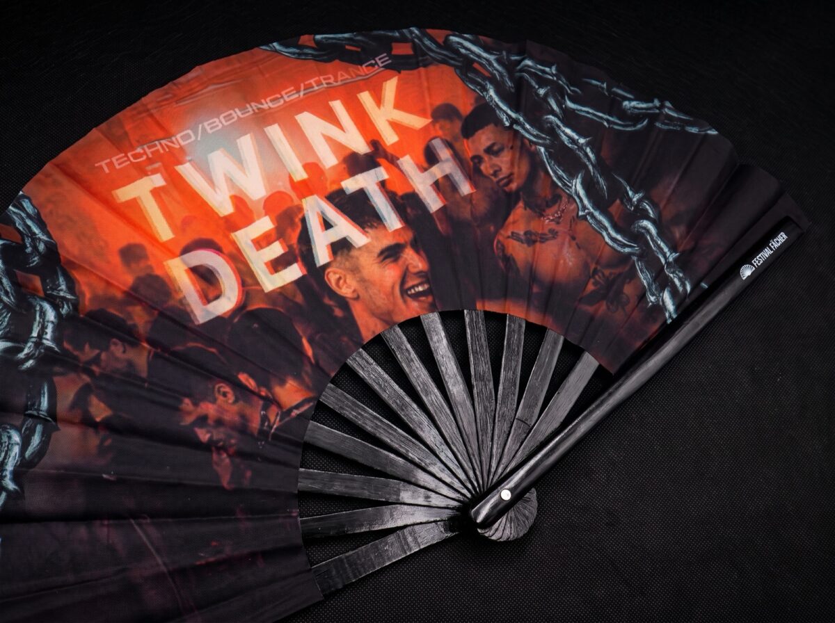 Festival Fan « TWINK DEATH » noir pour la Techno et la Rave, Affichage 5