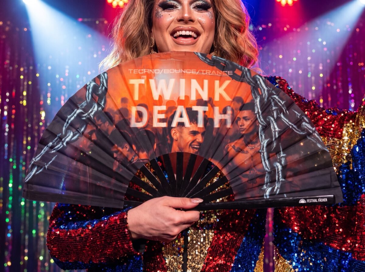 Festival Fan « TWINK DEATH » noir pour la Techno et la Rave, Affichage 5