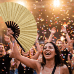 Festival Fans dorés à paillettes pour les festivals et les fêtes, Affichage 4