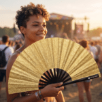 Festival Fans dorés à paillettes pour les festivals et les fêtes, Affichage 3