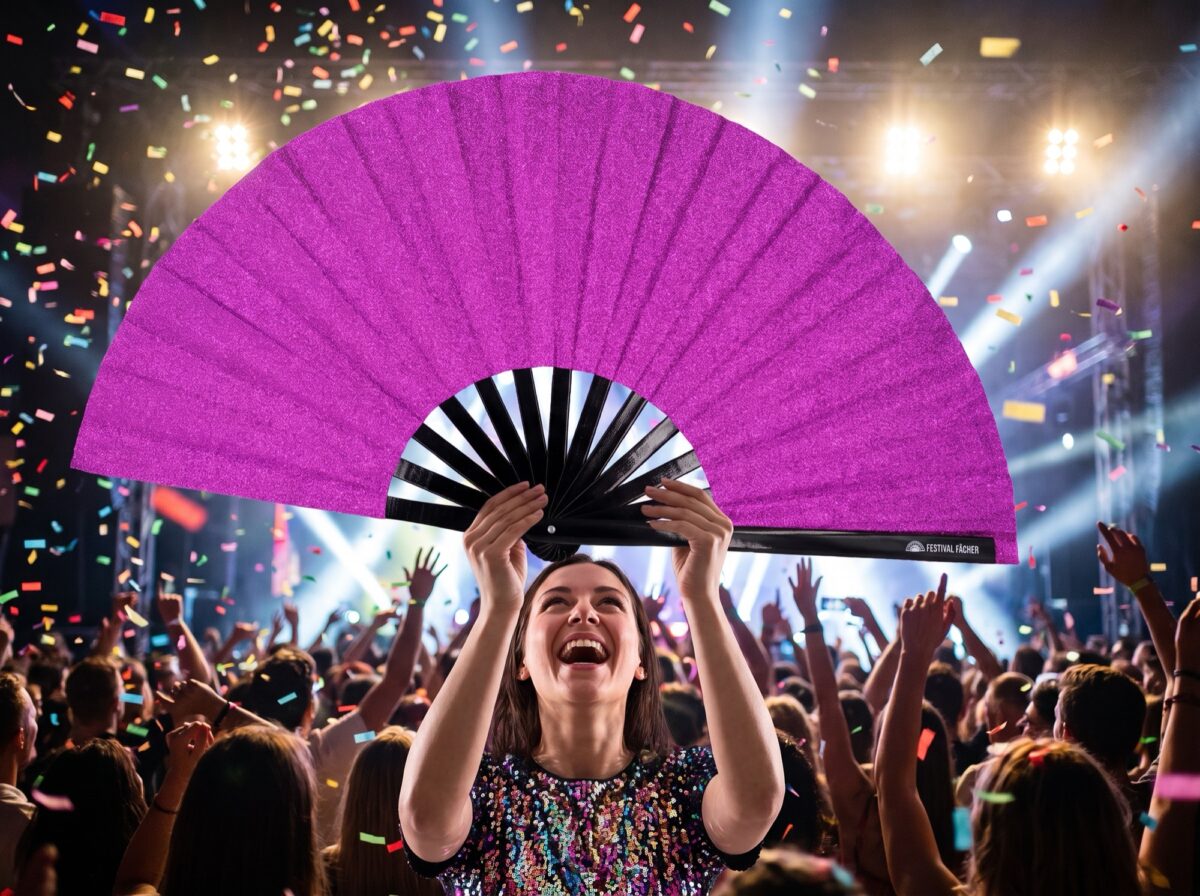 Festival Fans violets à paillettes pour les festivals et les fêtes, Affichage 4