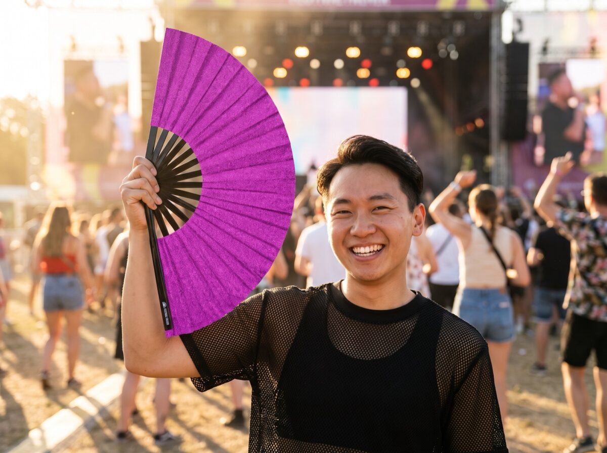 Festival Fans violets à paillettes pour les festivals et les fêtes, Affichage 3