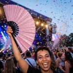 Festival Fans roses avec paillettes pour les festivals et les fêtes, Affichage 4