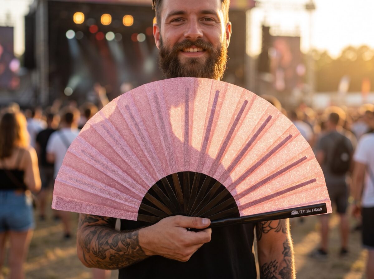 Festival Fans roses avec paillettes pour les festivals et les fêtes, Affichage 3