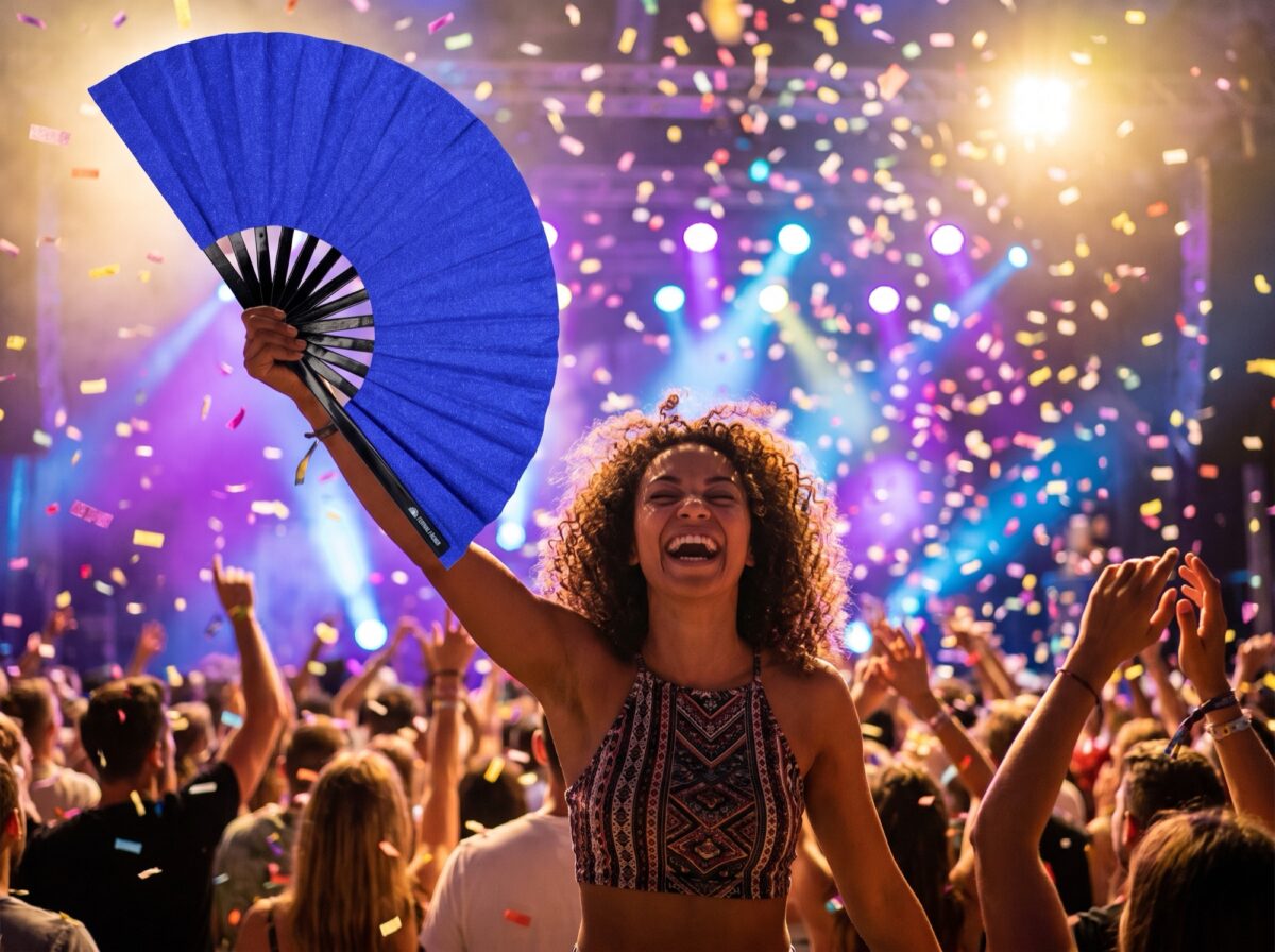 Festival Fans bleu royal à paillettes pour les festivals et les fêtes, Affichage 4