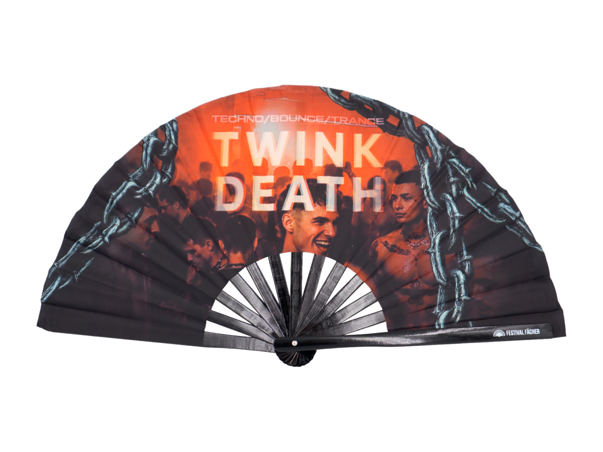 Festival Fan « TWINK DEATH » noir pour la Techno et la Rave, Affichage 6